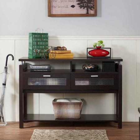 Checkered Acrylic Drop-Down Drawer Console Table